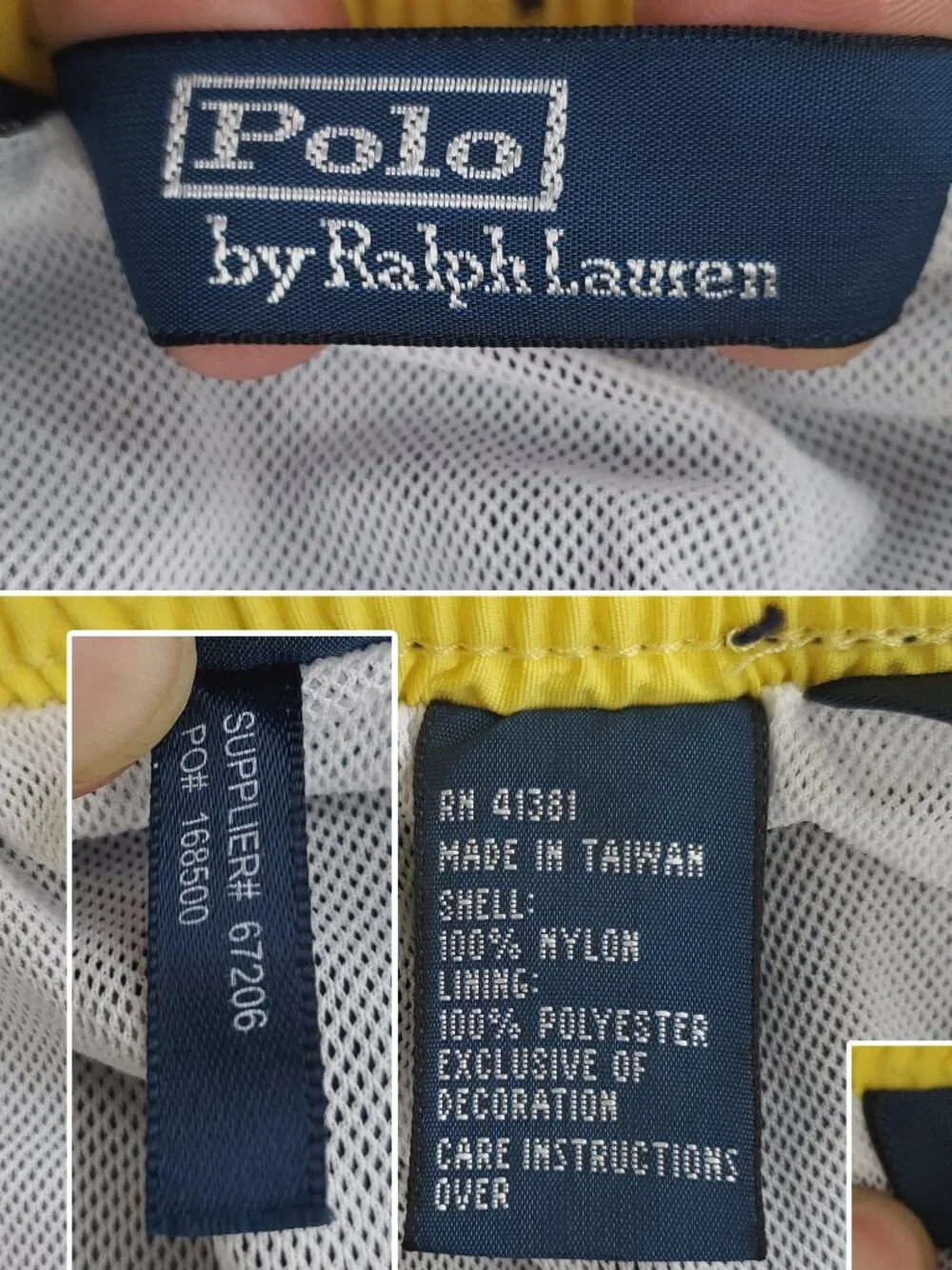 Polo Ralph Lauren Vintage Swim Shorts Trunks Pony Pockets Navy Blue Men's Large